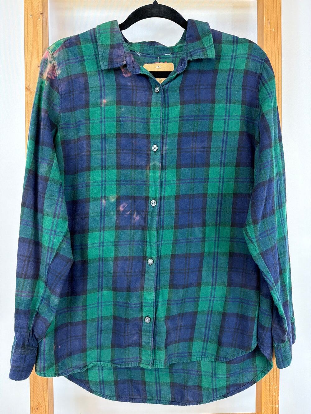 NWT OOAK Wanders Edge Handmade Embellished Flannel Shirt with Peace Sign